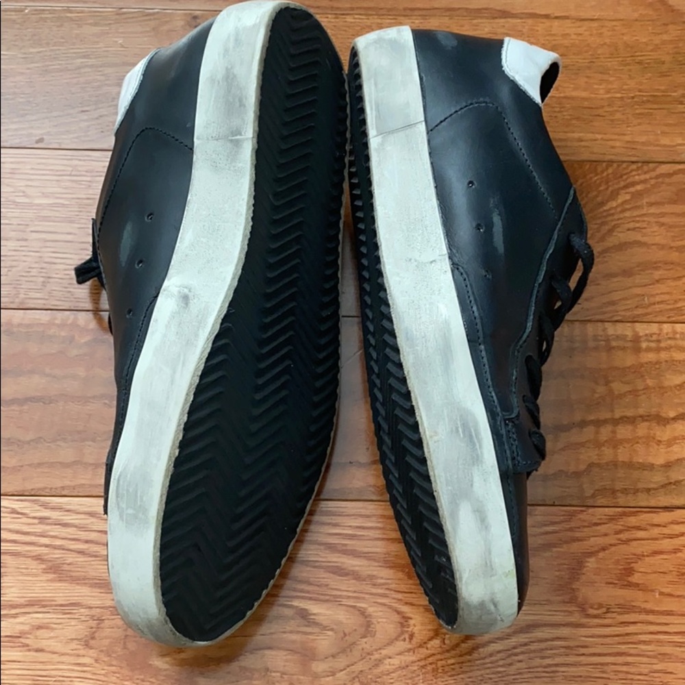 Golden Goose Black Leather Superstar Sneakers with White Star - Picture 10 of 15